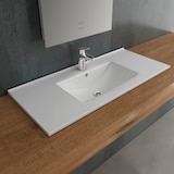 thumbnail of Alpenberger Badezimmer Waschbecken Keramik Waschtisch | Einbauwaschbecken Eckig Aufsatzwaschbecken | Gäste WC Waschplätze 90 cm Breit Handwaschbecken