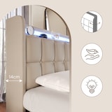 thumbnail of Merax LED Stauraumbett Polsterbett 180x200 Doppelbett aus Leinen mit 4 Schubladen & 2 Steckdosen & 2 USB & Lattenrost Beige