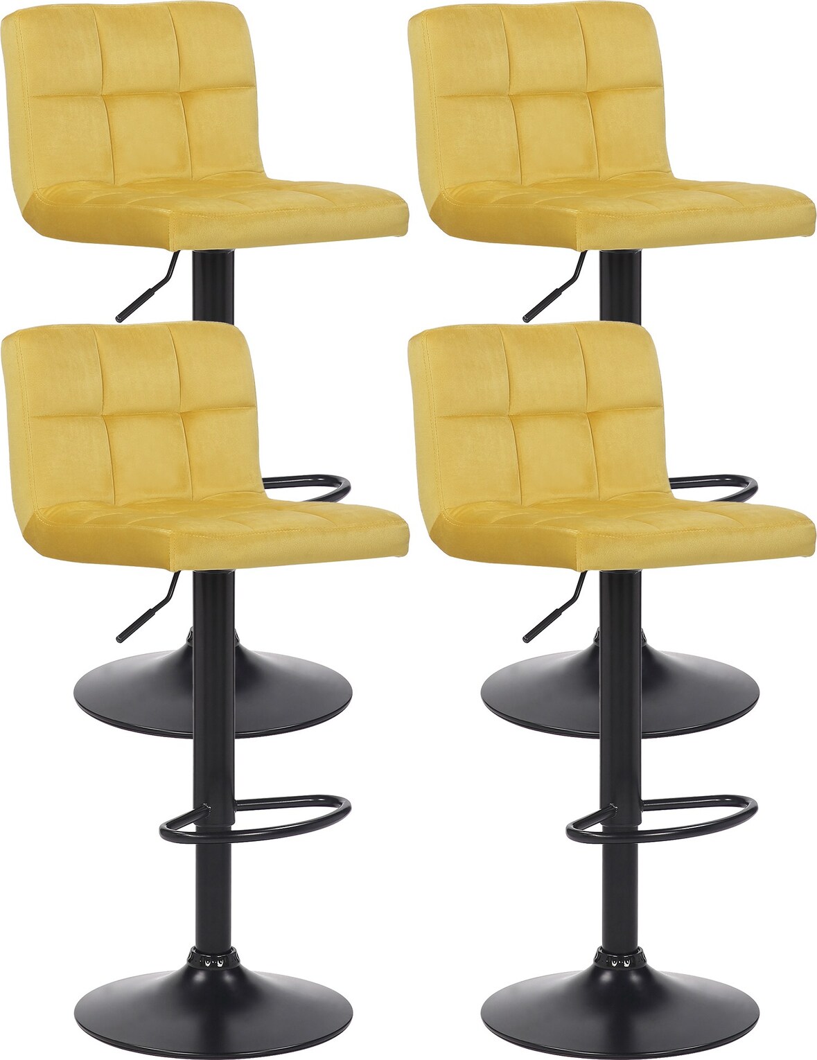 CHEFGASTRO 4er Set Barhocker LA PAZ Samt HxBxT 85x40x40cm Samt Gelb Barstuhl