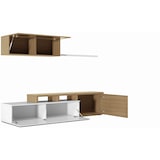 thumbnail of Parete Attrezzata Soggiorno Moderna Salotto con Mobile TV Modulo Sospeso Anta in Vetro Fumé Mensola Scandinavo Moderno 200x43x41 Cm Bianco Rovere