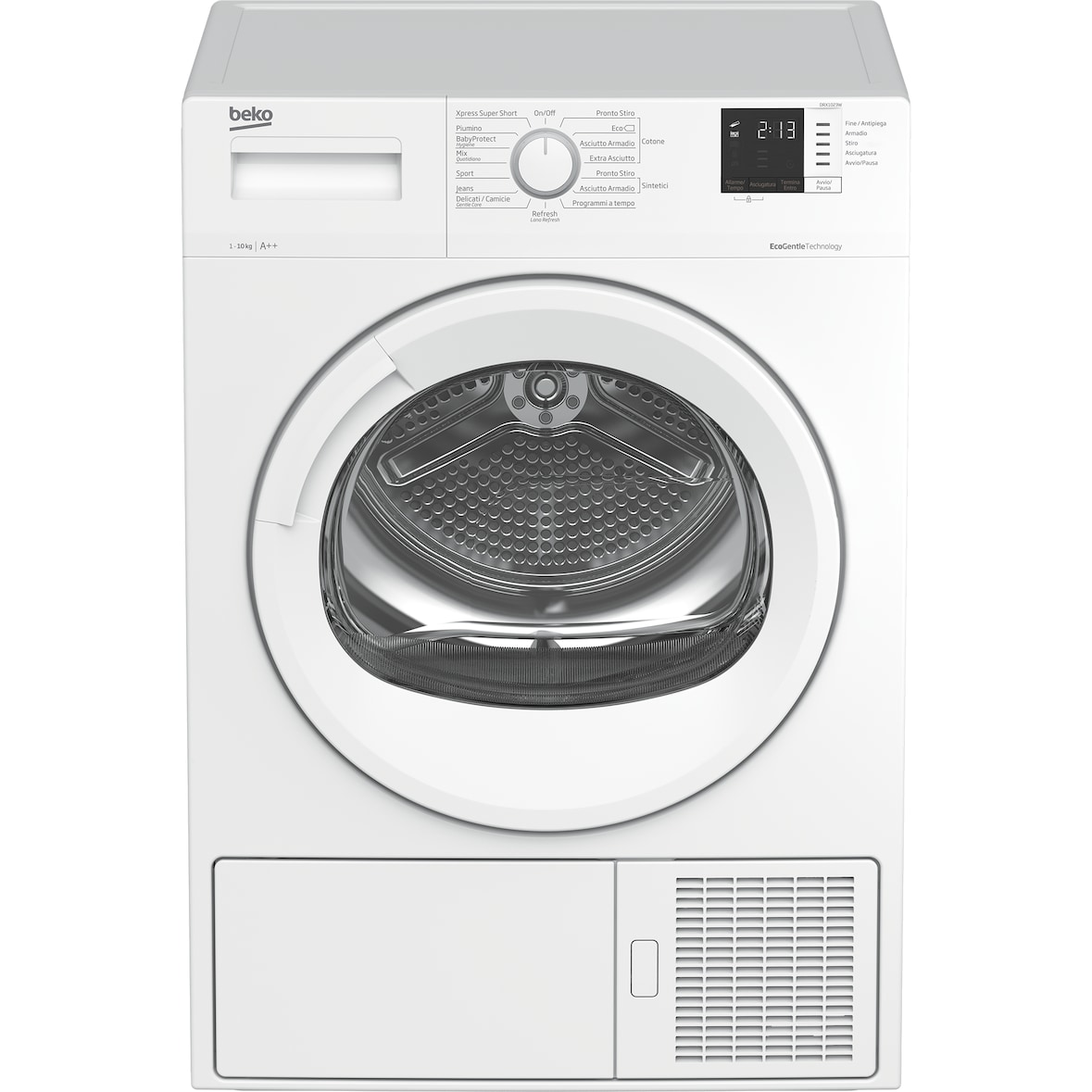Beko - Asciugatrice Standard 10kg - Classe A++ - Display Digit -  oblò bianco con manopola bianca - Dimensioni AxLxP: 84,6x59,7x59,9cm