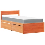 thumbnail of vidaXL Bett mit Schubladen und Matratze Wachsbraun 90x200 Massivholz