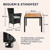 thumbnail of CASARIA® Polyrattan Gartenmöbel Set 90x90cm Esstisch Akazie Schwarz