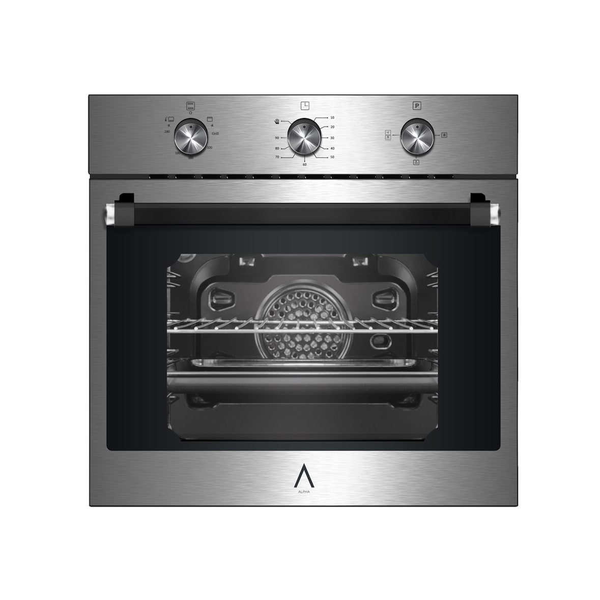 ALPHA Horno de Gas NEPTUNO LUX GAS Inox. Encendido Automático, Termostato, Ventilador y Reloj.