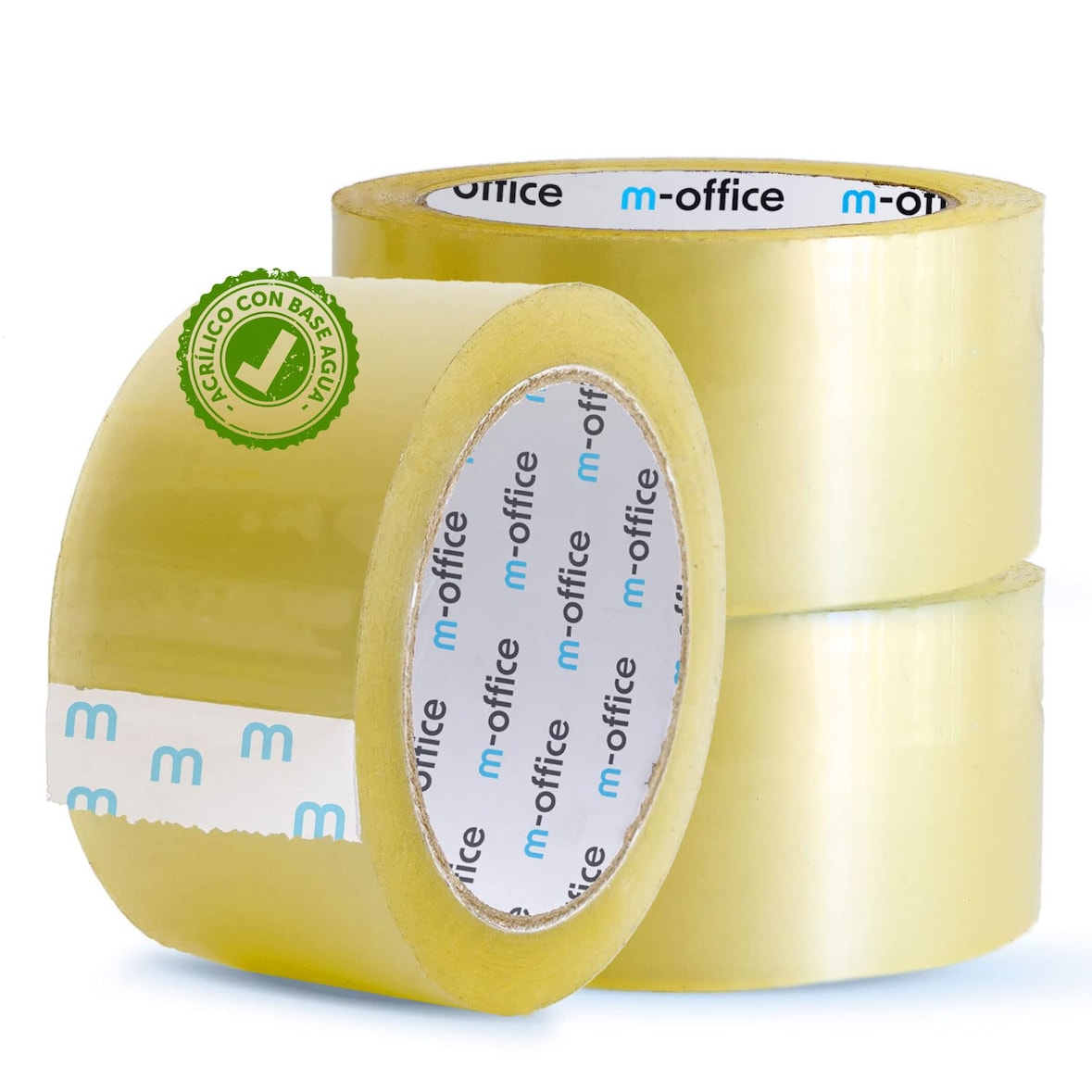 m-office Cinta Adhesiva Transparente, Cinta de Embalar Adhesiva para Embalaje de Cajas, Envíos, Mudanzas y Manualidades  (36mmx120m, x3)
