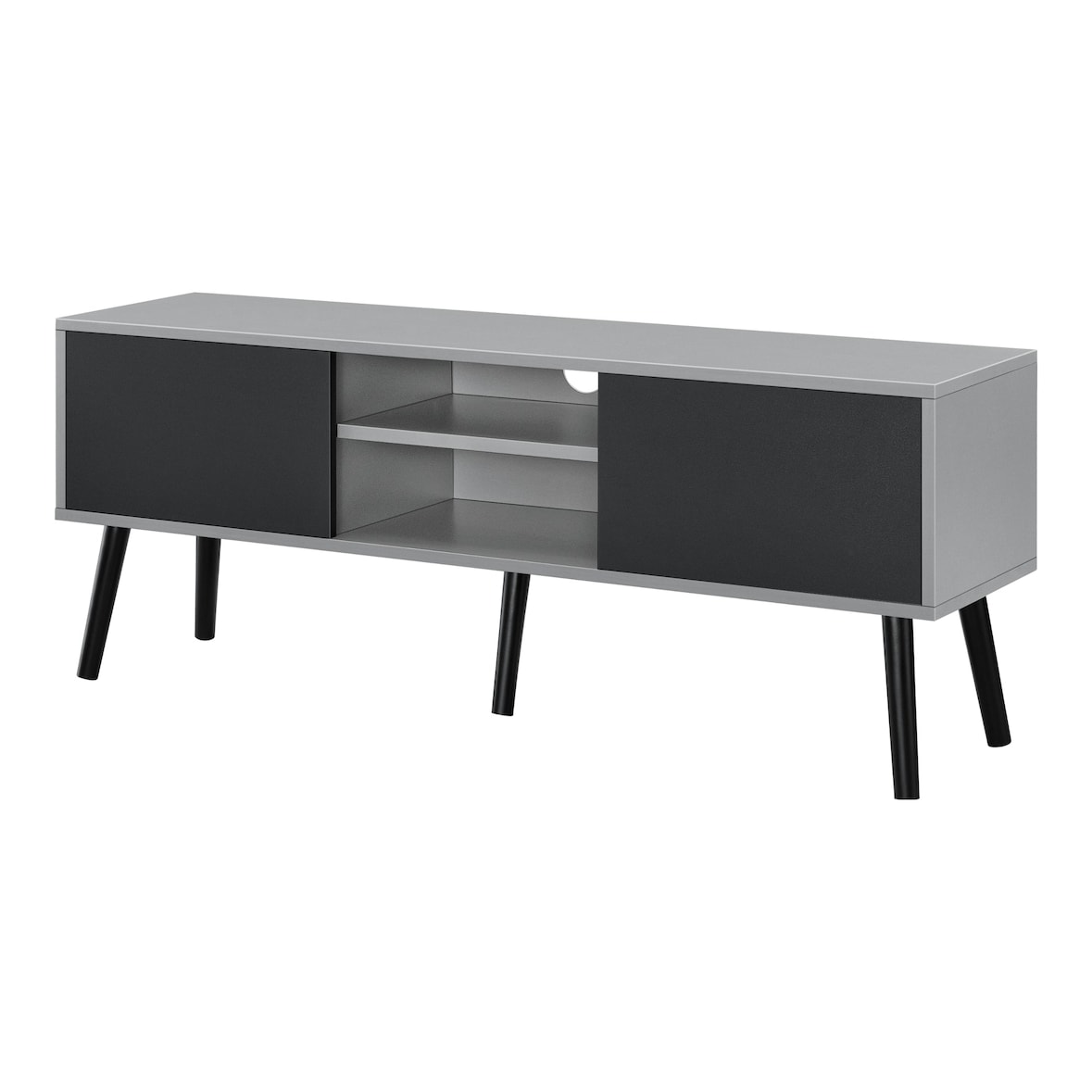 Helloshop26 - Meuble tv design support télé 120 cm panneau de particules mélaminé noir gris clair 03_0005866
