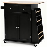 thumbnail of COSTWAY Carro de Cocina con Encimera, Isla de Cocina Móvil de Madera de Caucho con Soporte para Toallas, Estante Ajustable y 2 Cajones