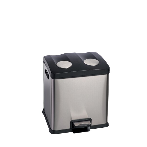 Multiflux Poubelle à pédale pour tri selectif Acier inox AISI 430 Finition brossé 2 x 12 lt