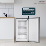 thumbnail of homeX Gefrierschrank, Tiefkühlschrank klein - 60L Nutzinhalt, 4-Sterne Gefrieren, Freezer kompakt, freistehend, silber