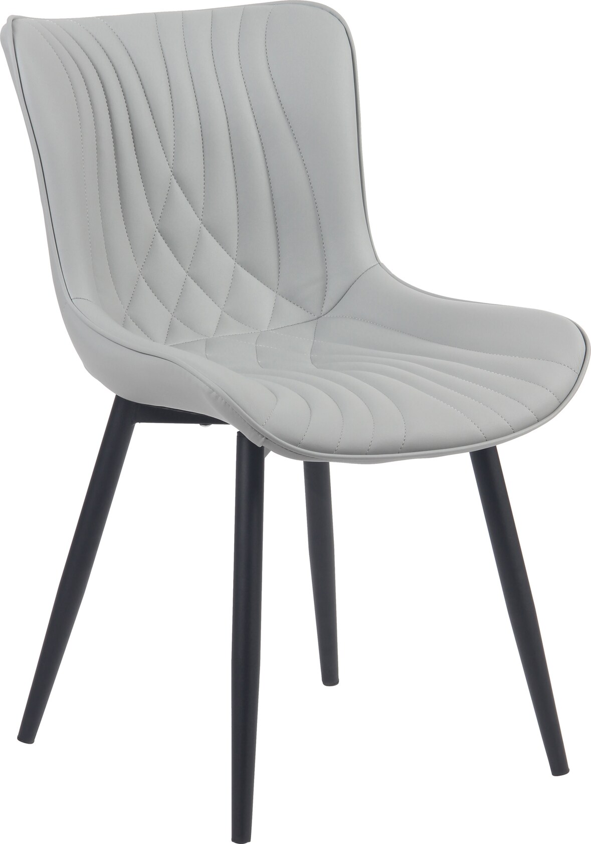 DELUKE® Stuhl KELCE Kunstleder - 80,5x50x62cm, grau, Metall Gestell Stühle Esszimmerstühle Stuhl Esszimmer Esstisch Stühle Küchenstuhl
