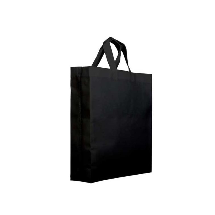 MONOUSO - Vliesstofftasche PREMIUM Kurzen Griffen Schwarz 25+10x30cm (25 Stück)