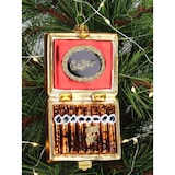 thumbnail of Christbaumschmuck 12,7cm Glas Zigarren Figur Handbemalt & mit Glitzer Weihnachtsbaum Anhänger Weihnachten Weihnachtsbaumschmuck Zigarillos Braun Rot