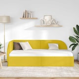 thumbnail of vidaXL Hoekbedframe met hoofdeinde Geel 90 x 190 cm Fluweel