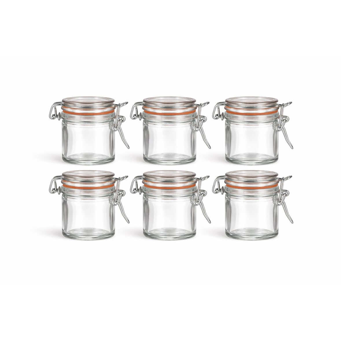 Set van 6 Mini Glazen Weckpotjes 80 ml