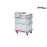 thumbnail of PROREGAL 4x Eurobehälter mit geschlossenem Griff und Scharnierdeckel | HxBxT 40x30x40cm | 37 Liter | Grau | Eurobox