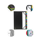 thumbnail of Exacompta 55341E 6x Ordnungsmappe mit festem Deckel 3mm, Gummizug und dehnbarem Faltenrücken, 12 Fächer, Ordonator, für Format DIN A4 - Schwarz