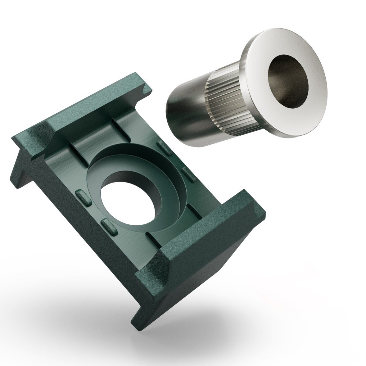 Qualinos 50x Grün (6005) Ersatzteil-Set für Doppelstabmatten Klemmbock 40mm und V2A Nietmutter ohne Schraube