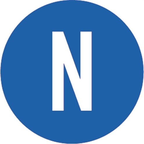Aufkleber Gleich-/Wechselstromleiter Neutralleiter, Folie, Ø 20 mm, 500 Stück/Rolle