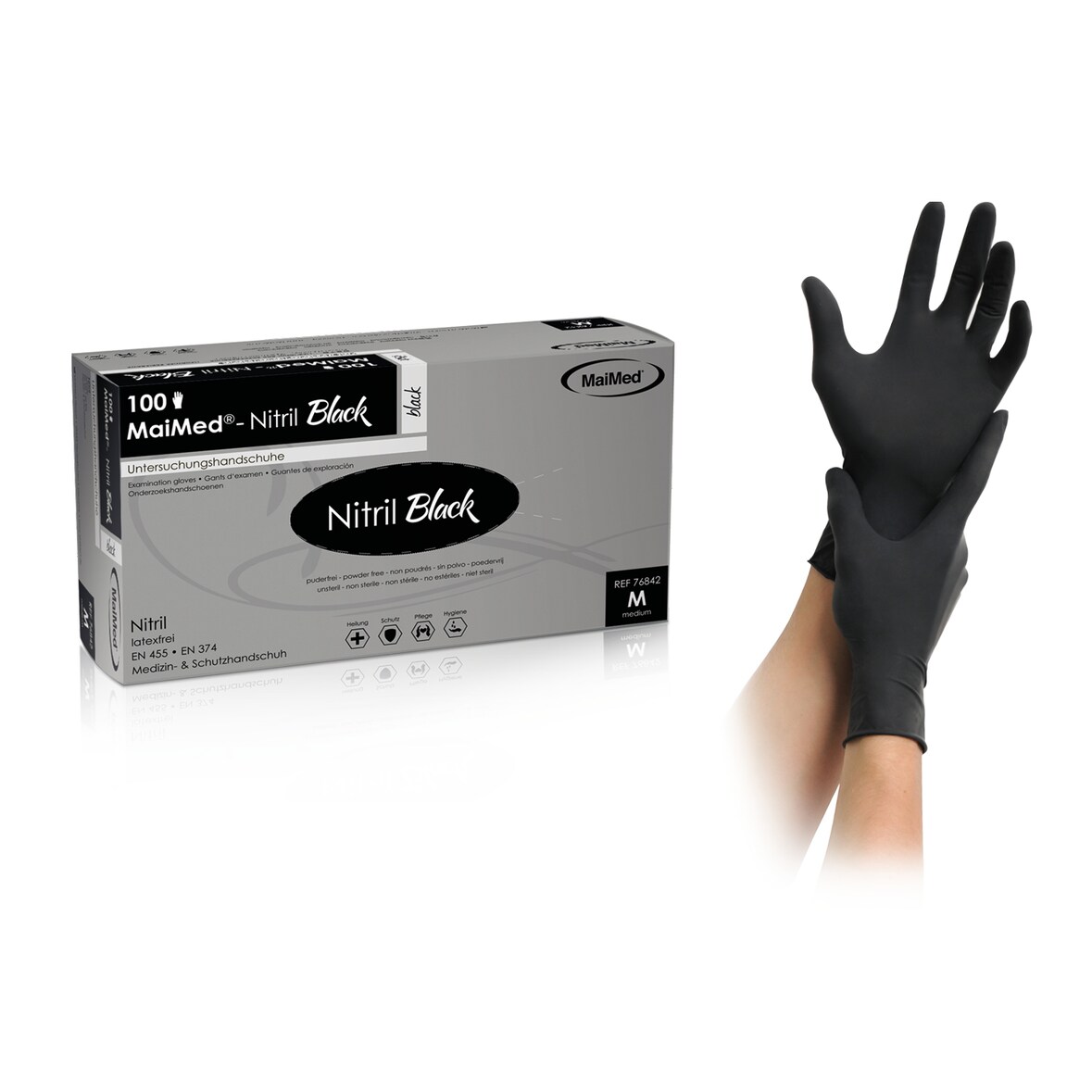 MaiMed® - nitril Black Nitrilhandschuh (schwarz) Größe S