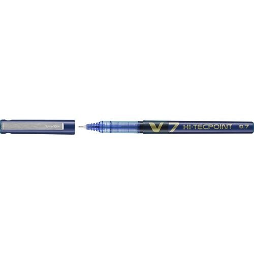 Roller encre liquide Hi-Tecpoint V7, pointe moyenne, encre bleue