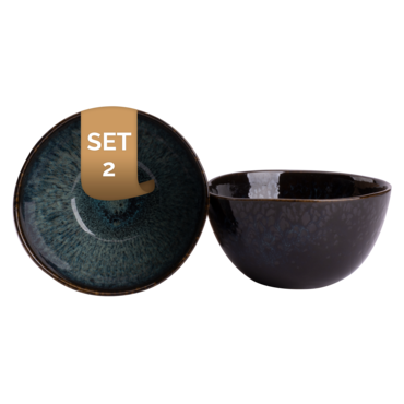 Palmer Schaal Eccentric 15 cm 85 cl Blauw Stoneware 2 stuks