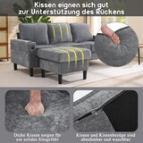 thumbnail of L-förmiges Ecksofa 202x137x80 cm mit Fußhocker, Getränkehaltern, USB, Stauraum, Holz- & Eisenrahmen, Leinenstoff, modern, komfortabel, Grau