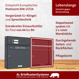 thumbnail of AL Briefkastensysteme 2 Fächer Premium Wand Briefkasten Anlage mit Klingeln in RAL 7016 Anthrazit Grau, A4, wetterfest, Artikelnummer: 331P2EA1KSP7016