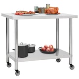 thumbnail of DELUKE® Edelstahl Arbeitstisch mit Rollen BEWO 100x60x85cm, Edelstahl Gastro-Tischwagen Arbeitsfläche Gastro-Küchentisch Servierwagen mobil