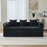thumbnail of Merax Schlafsofa Modulares 3-Sitzer Sofa mit Seitentaschen – aus Chenille, beliebig kombinierbar, Schwarz