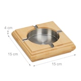 thumbnail of Relaxdays Aschenbecher aus Bambus, draußen & drinnen, Tischaschenbecher, Edelstahl, HxBxT: 4 x 15 x 15 cm, natur/silber