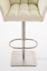 thumbnail of 2er Set Barhocker SIHAR - Kunstleder Creme 64x45x88 cm Silber | Barstuhl Höhenverstellbar Mit Lehne Drehbar Tresenhocker Tresenstuhl Kneipenhocker