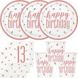 thumbnail of 13. Geburtstag Partyset Einweggeschirr roségold 48 tlg. Partygeschirr Teller Becher Servietten