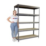 thumbnail of PROREGAL Schwerlastregal WOOD YETI FIVE | HxBxT 200x120x45cm | Fachlast 400kg | Grau | Standregal Lagerregal