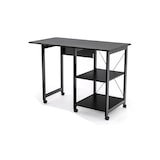 thumbnail of COSTWAY Escritorio para Computadora Plegable, Escritorio Moderno con 2 Compartimentos de Almacenamiento y 6 Ruedas, Mesa para PC, Mesa para Portátil