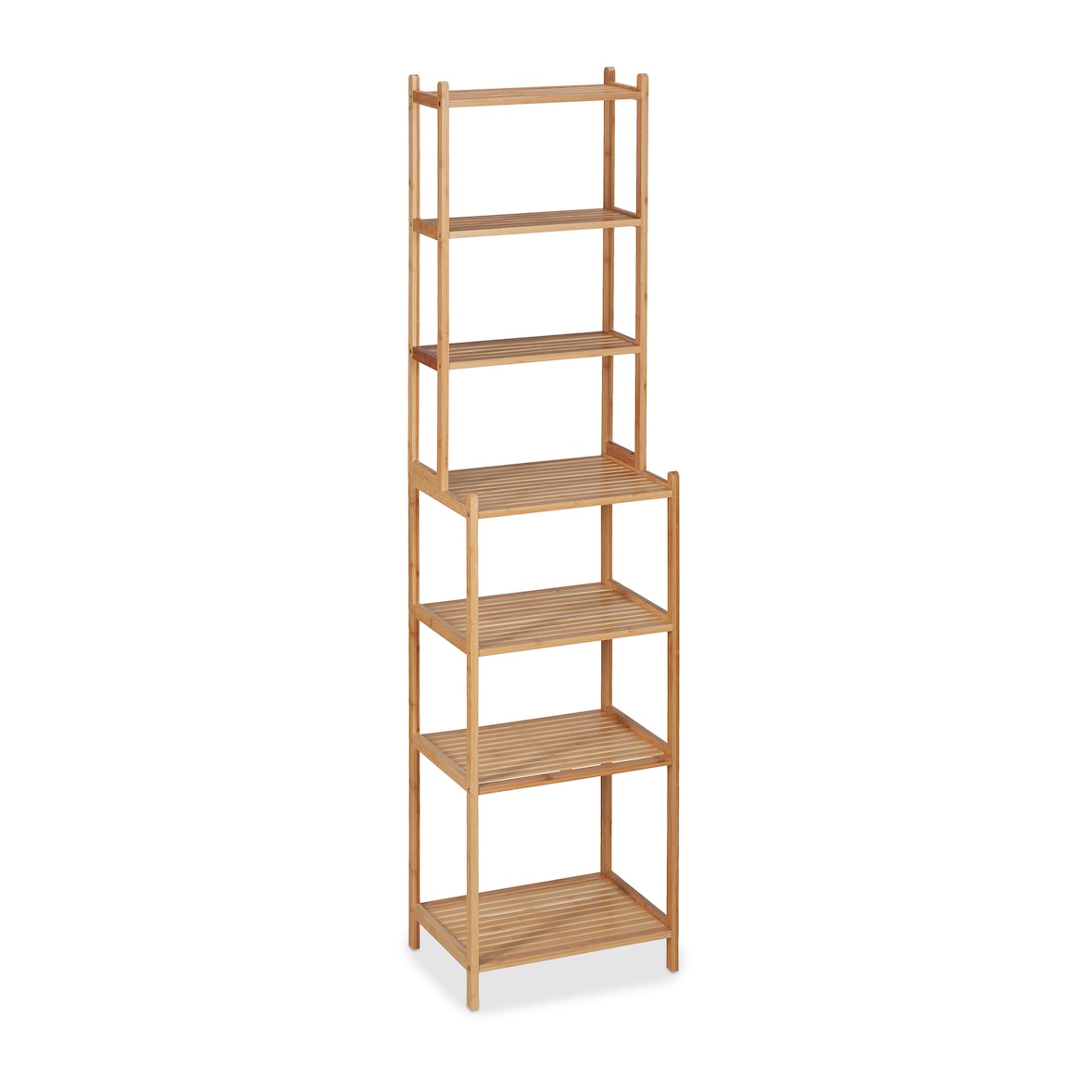 Relaxdays Badregal, Bambus, HxBxT 180 x 44 x 33 cm, 7 Ablagen, stehendes Regal für Küche & Badezimmer, Standregal, natur