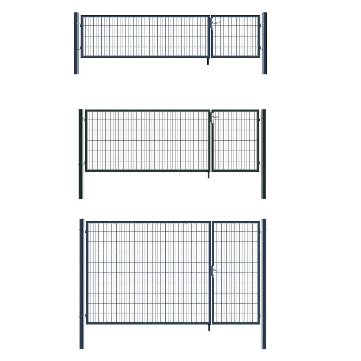 Gartentor Zauntor Einfahrtstor Stabmattenzaun Doppelflügel Anthrazit Grau 800 x 3500 mm