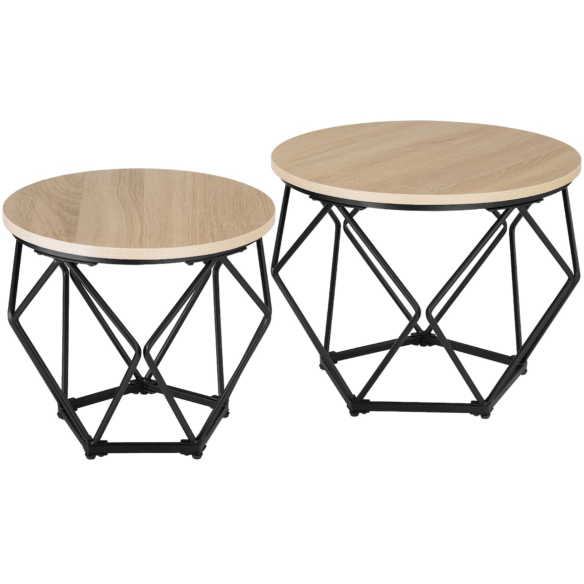 tectake 2 mesas de centro Benham  Madeira Industrial Clara, Carvalho Sonoma