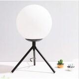 thumbnail of Candeeiro de mesa, Tripé em aço esmaltado, Candeeiro de mesa com cúpula em vidro