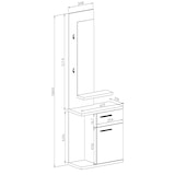 thumbnail of Mobile Ingresso Mobiletto Consolle Salvaspazio Con Specchio Cassetto 3 Ripiani Design Moderno Ingresso Corridoio 60,5x186x28 Cm Bianco Grigio Cemento