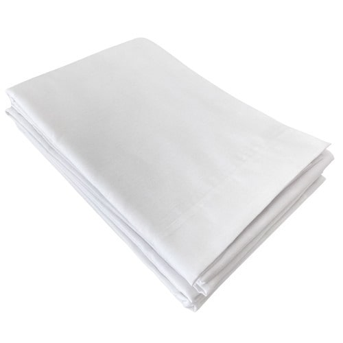 Lot de 4 draps de dessus avec retour de 5 cm 260x290, blanc, Percale 180 TC, 50% coton/50% polyester