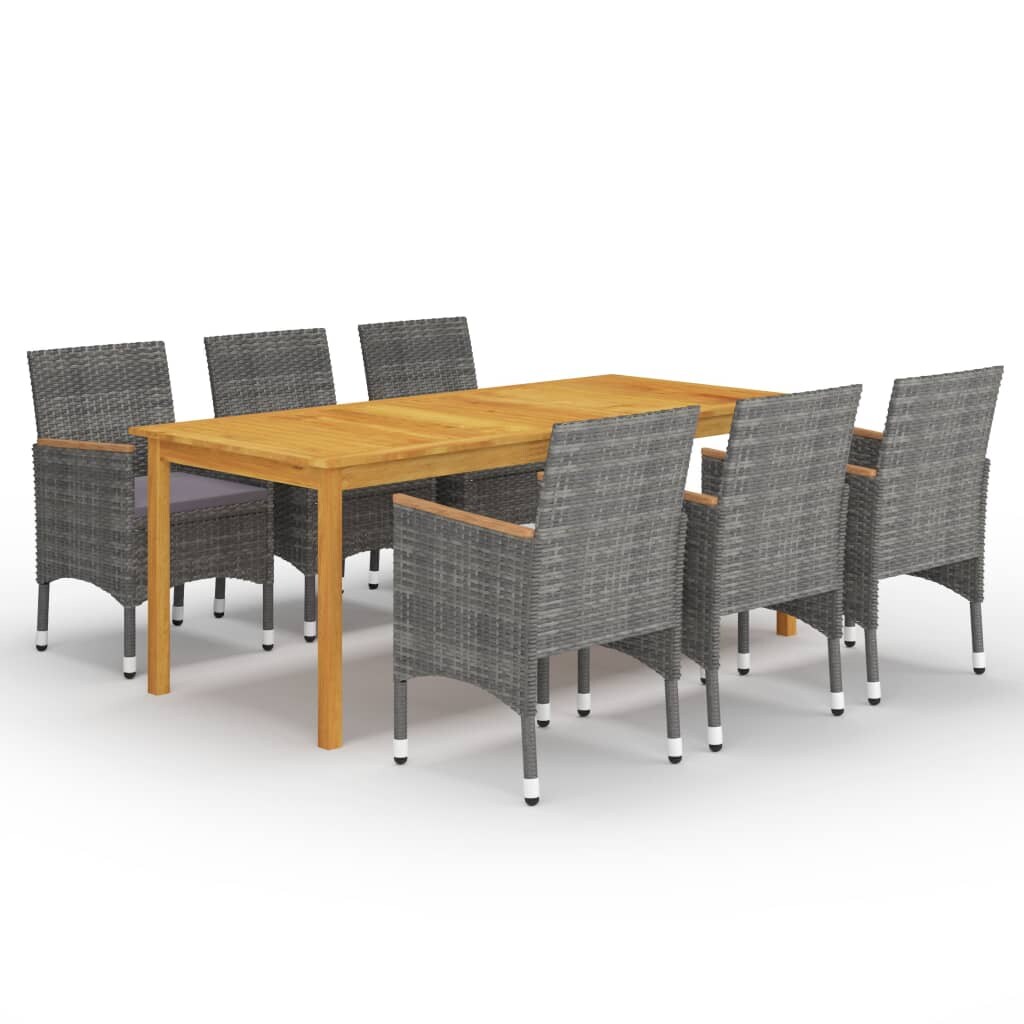 Helloshop26 - Conjunto de comedor de jardín exterior de 7 piezas muebles grises 02_0013949