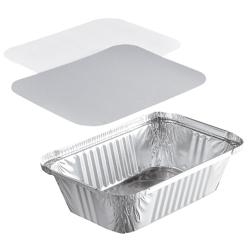 Barquette Aluminium Operculable NOVATRAY 900ml (201x136mm) + Couvercle - ECO PACK - Format Rectangulaire - Lot de 5000