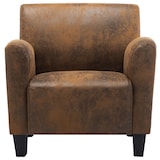 thumbnail of Helloshop26 - Fauteuil chaise siège lounge design club sofa salon marron synthétique daim 1102206/3