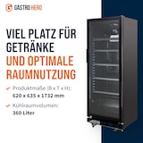 thumbnail of GastroHero Getränkekühlschrank GK-360BB, 360 Liter Kühlraumvolumen, 4 verstellbare Einlegeböden, Innenbeleuchtung, Abschließbar, Schwarz