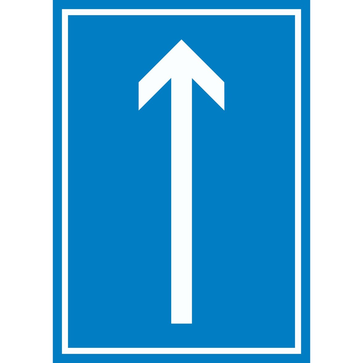 Richtungspfeil hoch Schild hochkant weiss blau Pfeil A3 Rückseite selbstklebend