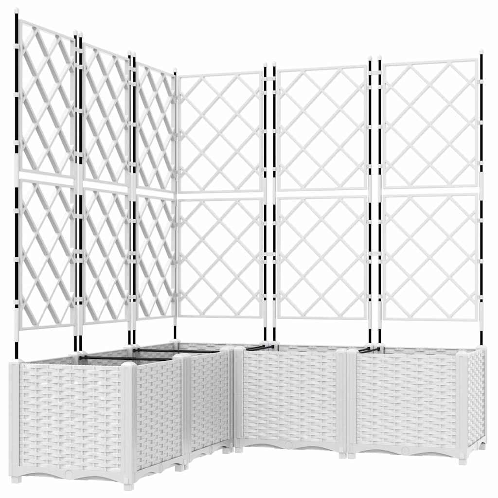 vidaXL Gartenpflanzer mit Gitter 5 pcs Weiß 120 x 120 x 143 cm PP