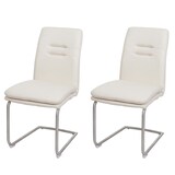 thumbnail of CHEFGASTRO 2er-Set Esszimmerstuhl HxBxT 92x47x57cm Sitzhöhe 49cm Stoff/Textil Edelstahl gebürstet Creme-Beige Küchenstuhl Freischwinger Stuhl