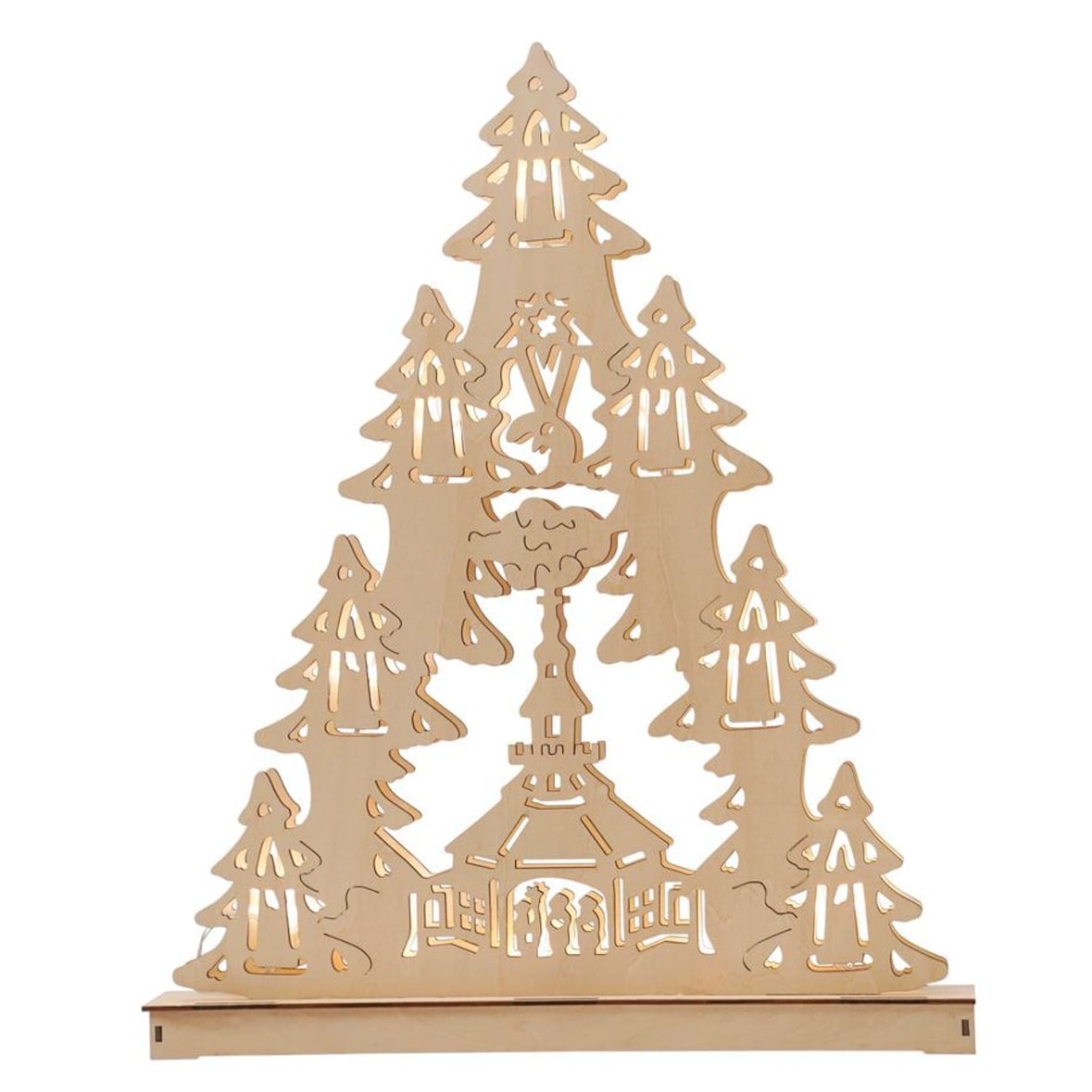 Holzdeko Tannenbaum mit 10 LEDs Warmweiß