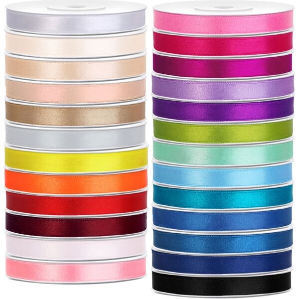 25 verschiedne Farben Satin Geschenkband 25m lang 6mm breit bunt