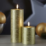 thumbnail of LED Kerze PIA Uyuni Rustik-Optik Echtwachs gold Timer H: 20cm bis 1000Std